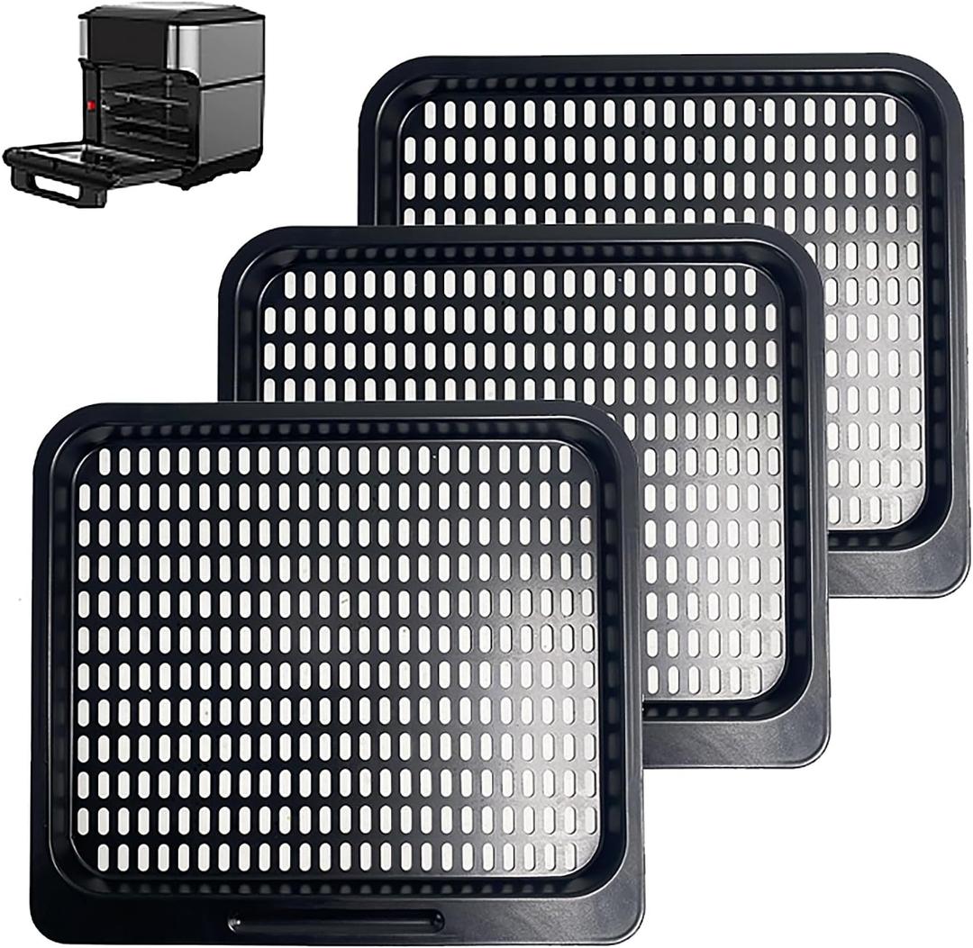3 Pcs Cooking Trays for Instant Vortex Plus 10 Quart, Nonstick Replacement Mesh Cooking Rack for Power XL Chefman Innsky CROWNFUL 10.6 Quart Air Fryer Oven