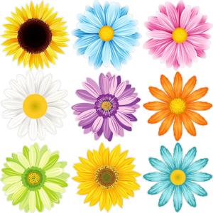 Censen 63 Pieces Sun Flower Cutouts 5.1 Inch Spring Summer Bulletin Board Paper Decorations Creative Springtime Flowers Wall Decals for Wall Summer Bulletin Board for Birthday Party(Classic)