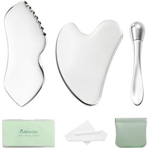 3pcs Stainless Steel Gua Sha Facial Tools & Eye Cream Applicator Metal GuaSha Set for Face Body, Detailer Gua Sha Lymphatic Drainage Massager,Guasha Face Sculpting Tool
