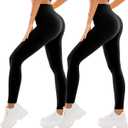 SINOPHANT High Waisted Leggings for Women - 2 Packs Buttery Soft Yoga Pants for Workout Athletic (Small-Medium, Black)