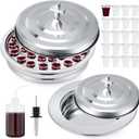 Zhehao 2 Pcs Communion Set Holy Trays for Churches with Lid Communion Plates with Lid Churches Cups Filler and Disposable Cups Supplies (Silver)