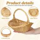 POPETPOP Wicker Picnic Basket with Handle, Empty Organiser to Fill Picnic Hamper Wedding Flower Girl Baskets for Garden, 8.66x7.07x7.87 Inches