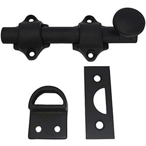 QCAA Solid Brass Dutch Door Bolt, 4", Matte Black, 1 Pack, Made in Taiwan