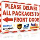 ALKB Delivery Sign for Outdoor Use - Please Deliver All Packages to Front Door with Arrow Left - 8x12 Inch Delivery Instructions for Package