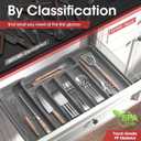 Aujen Silverware Organizer - Expandable Kitchen Drawer Organizer, Adjustable Utensil Organizer, Cutlery Tray for Forks, Knives, Multipurpose Kitchen Organizers and Storage Solution, Grey, Medium