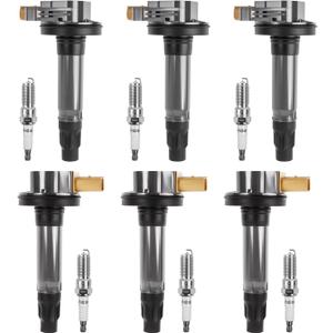 Ignition Coil pack and Iridium Spark Plug Set of 6 3.5L V6 Turbo Compatible with F150 Expedition Explorer Flex Taurus Transit MKS MKT Navigator Replace UF646 DG549
