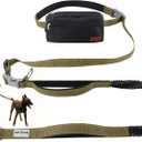 Hands Free Dog Leash with Zipper Pouch, Double Handle Running Reflective Bungee Waist Leash for Dog Walking, Training and Hiking for Small Medium Large Dogs (Yellow)