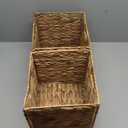 DAJAMAI 10.5 "Foldable Large Cube Water Hyacinth Wicker Storage Basket with Handles and Built-in Metal Frame ,2PCs Stylish and Durable Hand Woven Bin Perfect for Shelves and Living Room Organizing