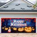 Vlipoeasn Halloween Garage Door Decorations - 7 x 16 Ft Cover Banner, Pumpkin Ghost Extra Large Outdoor Party Backdrop, Sign Poster Decorations Supplies (Multicolor)