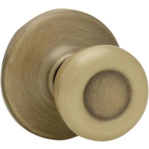 Kwikset Tylo Interior Passage Door Knob, Handle For Closet and Hallway Doors, Non-Locking Doorknob in Antique Brass, with Microban Protection