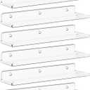 Lifewit Floating Shelves for Wall, 6 Pack 15" Clear Acrylic Shelf Room Decor for Book/Figures/Photo/Makeup in Bathroom, Book Shelf, Living Room, Bedroom, Kitchen Storage and Organization