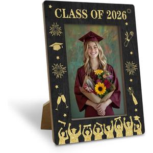 Class of 2026 Graduation Picture Frame, Graduation Wood Photo Frame, Graduate Gifts for High School College University, Fitting a 4x6 Inch Photo