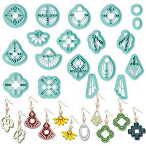ORIGACH 19 Pcs Geometric Irregular Shape Polymer Clay Cutters Set Boho Earring Clay Cutter DIY Craft Supplies for Earring and Jewelry Making