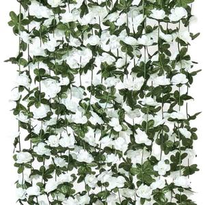 KHOYIME 9 Pack 72 FT Artificial Flower Garland, Fake White Roses Vines Silk Flowers Faux Plastic Outdoor Hanging Floral Ivy Garland Decoration for Wedding Arch Bedroom Home Wall Backdrop Room Decor
