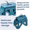 9.2" Blue Collapsible Step Stool - Non-Slip, Hold Up to 300 lbs, Portable Plastic Footstool with Handle | Easy Fold/Open Design for Kitchen, Bathroom, Camping & Home Use