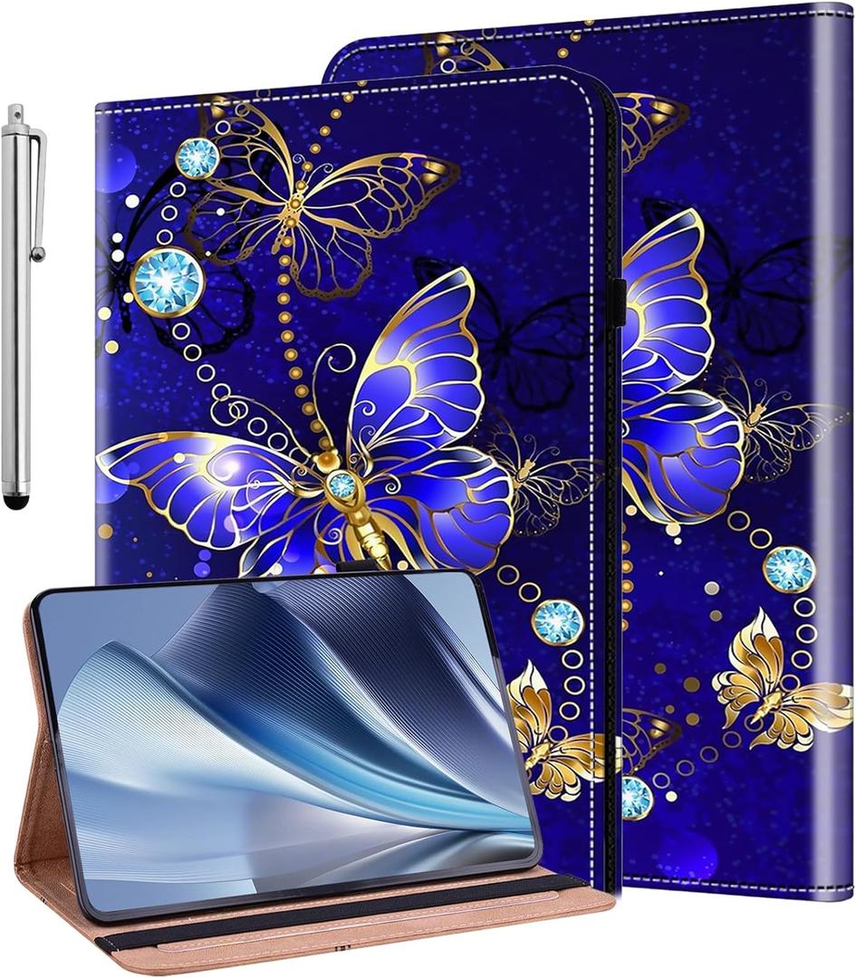 Case for Samsung Galaxy Tab A11 Plus/A11+/A9 Plus/A9+ 5G 11 Inch 2025/2023, Auto Wake/Sleep Pencil Holder Flip Wallet Leather Shockproof Cover, Diamond Butterfly