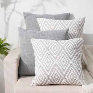 Hpuk Decorative Pillow Covers Couch Pillow Covers Throw Pillow Covers for Couch, Sofa, Bed, 17x17 Inch Set of 4 Polyester Farmhouse Pillow Covers, Grey