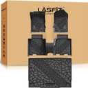 LASFIT Floor Mats Cargo Liner for Ford Bronco 4 Door 2025 2024 2023 2022 2021(Not for Bronco Sport) All Weather TPE Custom Fit Car Floor Liners Trunk Mat, 1st & 2nd Row & Cargo Liner,4pcs Black
