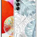 For Samsung Galaxy A14 Case with Green Leaves Design,Tropical Monstera Leaves Plants Pattern,Clear Slim Soft TPU Bumper Case,6.6(Leaf,A14)