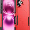 Temdan Designed for iPhone 16 Case Magnetic,[Compatible with Magsafe][Military Grade Drop Protection] Dropproof Heavy Duty Tough Rugged Shockproof Phone Case for iPhone 16 (6.1")-Red