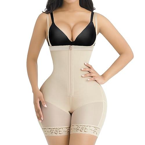 SHAPELLX Tummy Control Shapewear for Women Fajas Bodysuit Underbust Full Body Shaper Shorts Plus Size Butt Lifter M