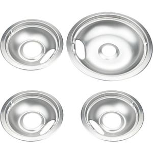 Stove Burner Covers, Chrome Replacement Drip Pans for Frigidaire Kenmore 316048413 and 316048414, 4 pcs (3x6" and 1x8")