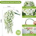 Artificial Hanging Flowers for Outdoors, 2 PCS 300 Blooms UV Resistant Morning Glory Faux Silk Vines, No-Odor Realistic Fake Plants for Garden Planter Porch Patio Decoration, White