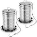 House Again 2 Pack Tea Infusers, Extra Fine Mesh Tea Strainers for Loose Tea, Updated Slim Threaded Lid & 304 Stainless Steel, Filter Bags Diffusers, Loose Leaf Tea Steeper for Brew Tea Spices