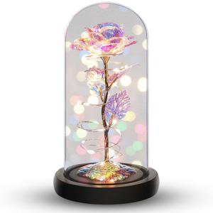 Norcalway Galaxy Rose Flower Gift for Mom from Son, Daughter - LED Light Glass Flower with Timer for Woman, Girlfriend, Wife Norcalway Galaxy Rose Flower Gift for Mom from Son, Daughter - LED Light Glass Flower with Timer for Woman, Girlfriend, Wife
