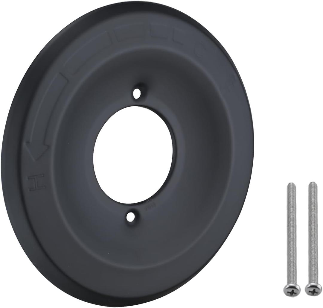 Replacement Escutcheon Plate for Delta 1300/1400 Series, for One-Handle Tub and Shower Faucets, Single Metal Round Shower Escutcheon Kit, Matte Black