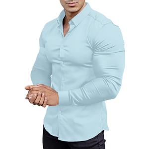 Men’s Muscle Fit Dress Shirts Athletic Slim Fit Long Sleeve Stretch Casual Button Down Shirt (XL)