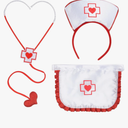 Dzrige Women's Nurse Costume, Nurse Hat Headband Apron and Stethoscope for Halloween Nurse Outfit Cosplay, One Size