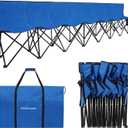 G GOOD GAIN Portable Soccer Bench - Team Bench Soccer 8 Seats with Bag, Sideline Folding Bench, Folded Chair Seating 8 for Football Camp Outdoor Sport Events, Team Chairs for Adults, Blue