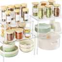 Delamu Clear Kitchen Cabinet Organizer, Set of 4 Acrylic Shelves Organizer for Kitchen Pantry Organizers and Storage, Stackable Cabinet Organizer Shelf for Plate & Dish, 11.7" D x 7.7" W x 6.3" H