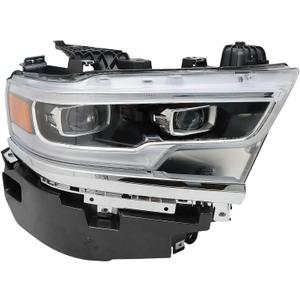 Priprilod Full LED Headlight Assembly Compatible with Dodge Ram 1500 2019 2020 2021 2022 68316084AD CH2503321 Right Passenger Side Projector HeadLamp Chrome Bezel w/DRL