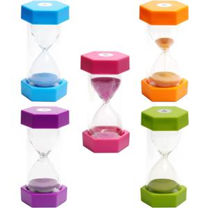 SANDTIMER 5 PcsColorful Hourglass, Sand Timers, Acrylic Hourglass Timer, Kitchen Timer,1/3/5/10/30 Minutes Sandglass for Classroom, Home, Kitchen, Office Decoration (Ordinary)