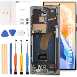 for Samsung Galaxy S23 Ultra 5G S918 6.78" OLED LCD +Phantom Black Frame (Not OEM 6.8) LCD Screen Display Replacement Touch Digitizer Assembly Kit S918B S918U S918W S918U1