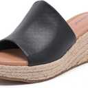 Luoika Women's Wide Width Wedge Sandals - Platform Slip On Summer Slides