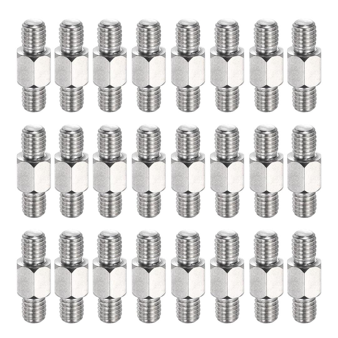 MECCANIXITY 24 Pcs Stainless Steel Double Ended Stud Nut, M6x22mm Male to Male Double End Threaded Stud for Hex Head Double End Studs Rods Right Left Hand Thread Screws