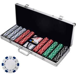 Poker Chip Set - 11.5g Poker Set with Cards, Buttons, Carrying Case, and 500 Poker Chips for Texas Hold'em and Blackjack Games by Trademark Poker Poker Chip Set - 11.5g Poker Set with Cards, Buttons, Carrying Case, and 500 Poker Chips for Texas Hold'em and Blackjack Games by Trademark Poker