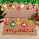 Ceenna Merry Christmas Coir Door Mats Christmas Ball Doormat Xmas Non Slip Floor Mats Indoor Entrance Door Mat Xmas Porch Front Decor, 24 x 16 Inch