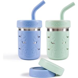 Pandaloo Smoothie Cups for Kids - Stainless Steel Toddler Tumbler with Straw, Sippy Cup for Smoothies - BPA-Free, Toddler Snack Cups, 10 oz