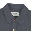 TUNEVUSE Linen Shirts for Men Summer Button Down Shirt Casual Short Sleeve Striped Beach Shirt with Pockets Navy Large (Gray, L)