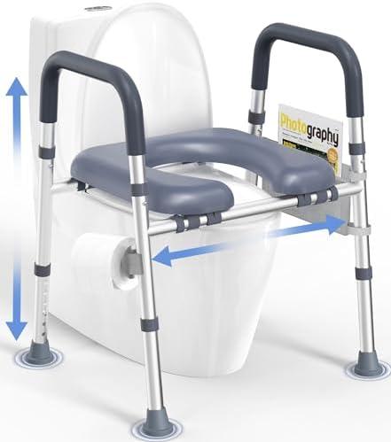 HOMLAND Toilet Seat Risers for Seniors,Raised Toilet Seat with Handles & Padded Seat, Adjustable Height & Width, 400lb Elevated Toilet Seat for Elderly, Handicap, Fit Any Toilet