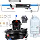 90HP Outboard Hydraulic Steering Kit, Hydraulic Steering System Consists of a Hydraulic Cylinder, a Steering Pump, and Two Nylon HosesSuitable for Outboard Motors