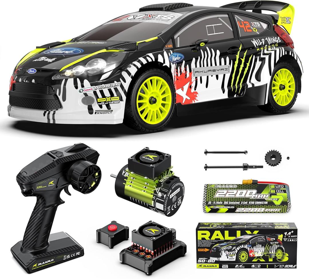 RIAARIO 1/10 Brushless RC Cars, 50 MPH Rally Car, Gyro, 4WD Monster Truck, 8+ Ages