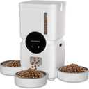 Automatic Cat Feeder for 3 Cats with Slow Feed, 6L Smart WiFi Pet Feeder, 2.4G & 5G Dual-Band, Battery Powered with 15-Day Battery Life, for Cats & Small Dogs (White)