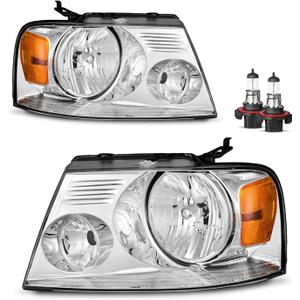 Headlights for 2004-2008 Ford F150, for 2006-2008 Lincoln Mark LT Halogen Headlamp Replacement, High/Low Beam W/Bulbs, Driver & Passenger Side