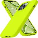 Ktele Compatible with iPhone 13 Pro Case 6.1 inch Premium Liquid Silicone with [Soft Anti-Scratch Microfiber Lining] Gel Rubber Full-Body Bumper Protection Case for iPhone 13 Pro -Fluorescent Green