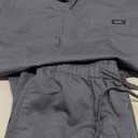 Women's V-Neck Scrubs Set With Cap, Stretchy Top and Jogger Pants, 11 Pockets Nursing Uniform (Small, Grey)